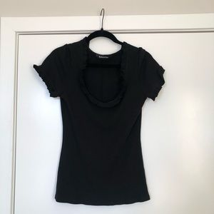 Reformation black ruffled short sleeve tee